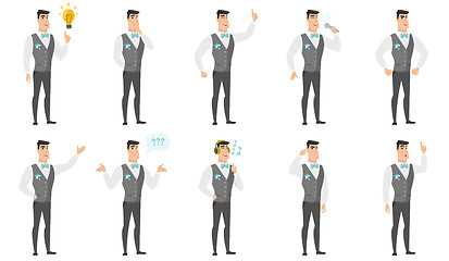 Image showing Vector set of illustrations with groom character.