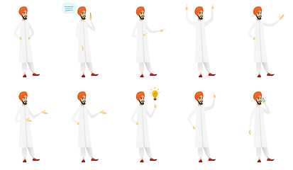 Image showing Muslim businessman vector illustrations set.