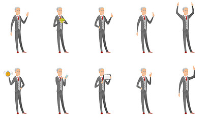 Image showing Caucasian old businessman vector illustrations set