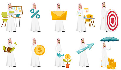 Image showing Muslim businessman vector illustrations set.