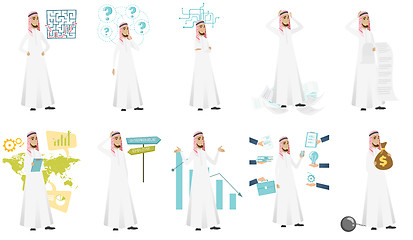 Image showing Muslim businessman vector illustrations set.