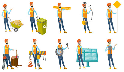 Image showing Indian builder vector illustrations set.