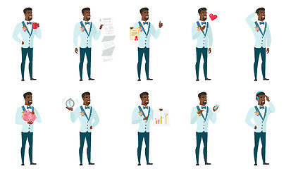 Image showing Vector set of illustrations with groom character.