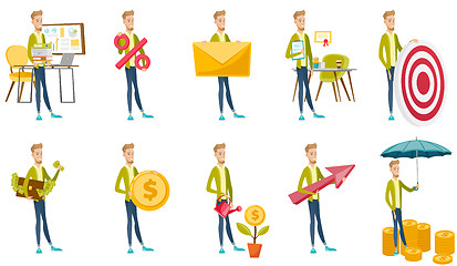 Image showing Caucasian businessman vector illustrations set.