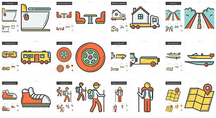 Image showing Travel and holiday line icon set.