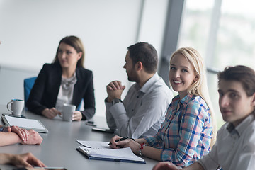 Image showing Group of young people meeting in startup office