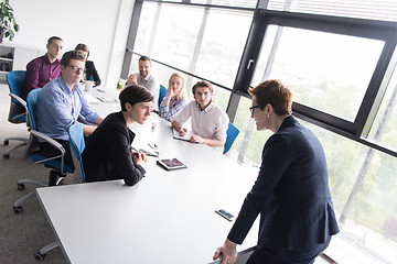 Image showing Group of young people meeting in startup office