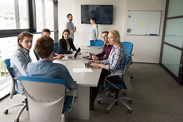 Image showing Business Team At A Meeting at modern office building