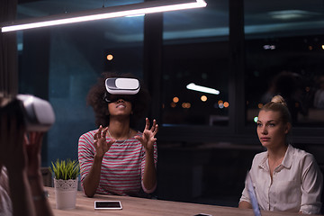 Image showing Multiethnic Business team using virtual reality headset