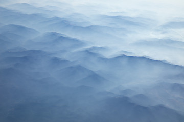 Image showing Carpathian Mountains from above at winter