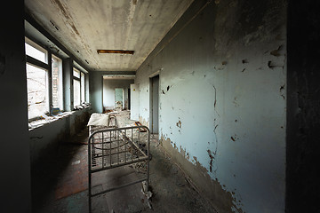 Image showing Abandoned hallway of Pripyat Hospital, Chernobyl Excusion zone 2019