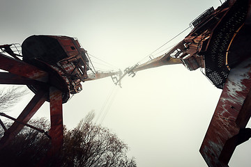 Image showing Rusty old industrial dock cranes at Chernobyl Dock, 2019