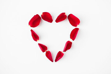 Image showing heart shape made of red rose petals