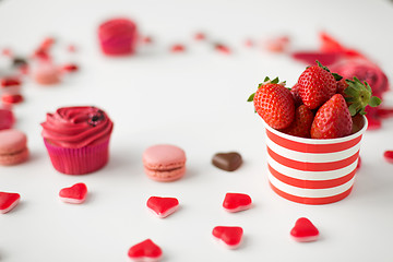 Image showing close up of red treats for valentines day