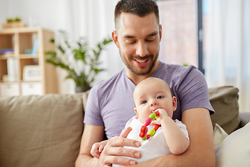 Image showing happy father with little baby daughter at home