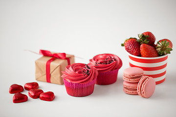 Image showing close up of red sweets for valentines day