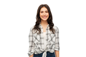 Image showing young woman or teenage girl in checkered shirt