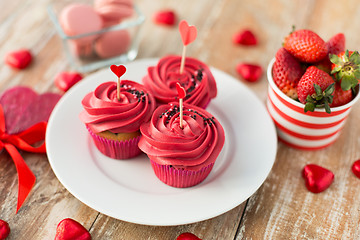 Image showing close up of red sweets for valentines day