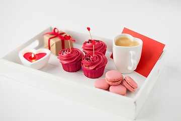 Image showing close up of red sweets for valentines day