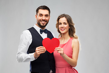 Image showing happy couple with red heart on valentines day