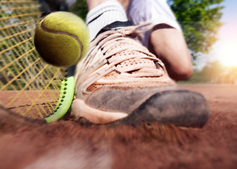 Image showing Tennis player on clay tennis court