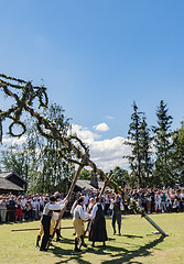 Image showing STOCKHOLM, SWEDEN - JUNE 21, 2019: Traditional midsummer celebra