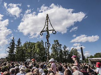 Image showing STOCKHOLM, SWEDEN - JUNE 21, 2019: Traditional midsummer celebra