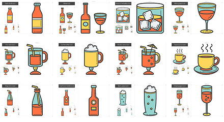 Image showing Drinks line icon set.