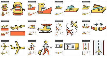 Image showing Transportation line icon set.