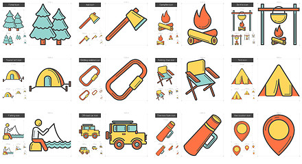 Image showing Travel and holiday line icon set.