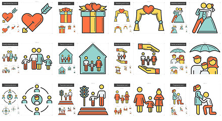 Image showing Family line icon set.