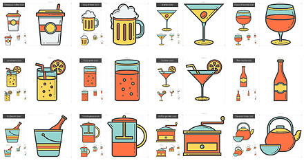 Image showing Drinks line icon set.