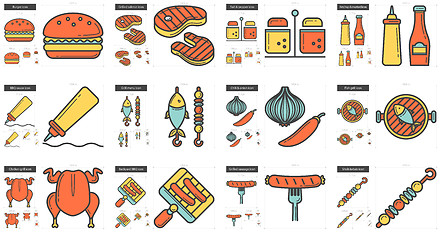 Image showing Barbecue line icon set.