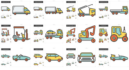 Image showing Transportation line icon set.