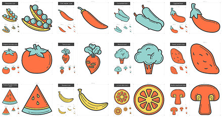 Image showing Healthy food line icon set.