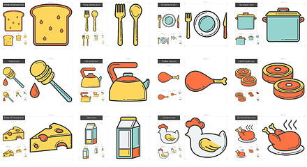 Image showing Healthy food line icon set.