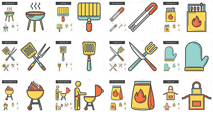 Image showing Barbecue line icon set.