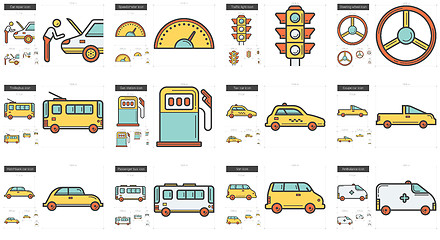 Image showing Transportation line icon set.