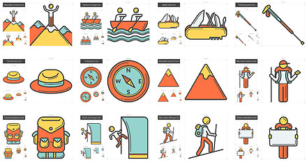 Image showing Travel and holiday line icon set.