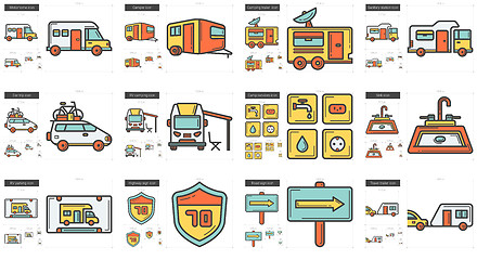 Image showing Travel and holiday line icon set.
