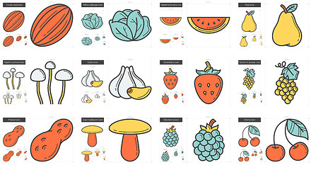 Image showing Healthy food line icon set.