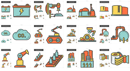 Image showing Industry line icon set.