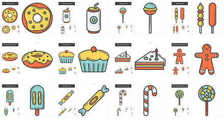 Image showing Junk food line icon set.