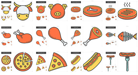 Image showing Junk food line icon set.