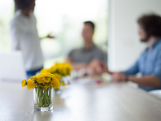 Image showing Multiethnic startup Business Team At A Meeting at modern office 