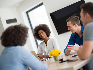 Image showing Multiethnic startup Business Team At A Meeting at modern office 