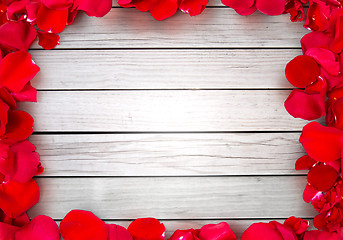 Image showing close up of red rose petals blank frame