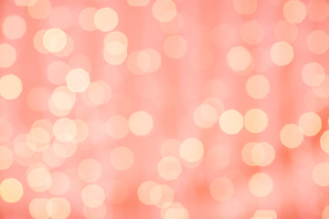 Image showing blurred bokeh lights in living coral color