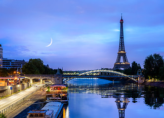 Image showing Eiffel tower and moon