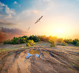 Image showing Mountains at sunset